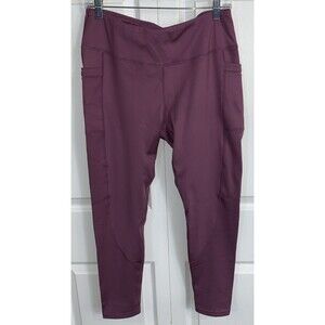 Level Up Active Active Leggings Womens L Purple Plum Pockets Fleece Lined